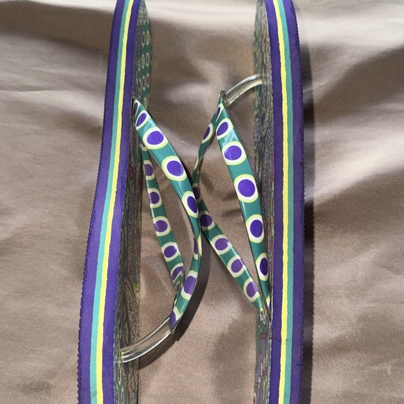 Vera Bradley Blue Island Medallion Floral Dot Colorful Paisley Flip Flops Sz LRG - Picture 9 of 9